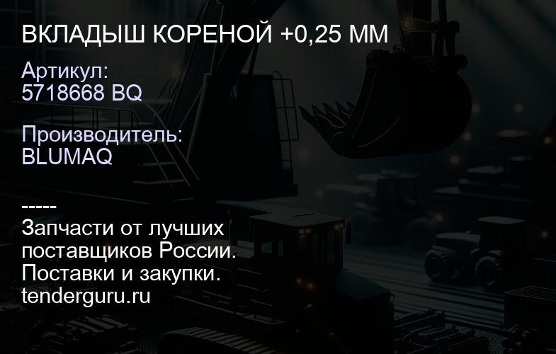 5718668 BQ ВКЛАДЫШ КОРЕНОЙ +0,25 ММ | купить запчасти